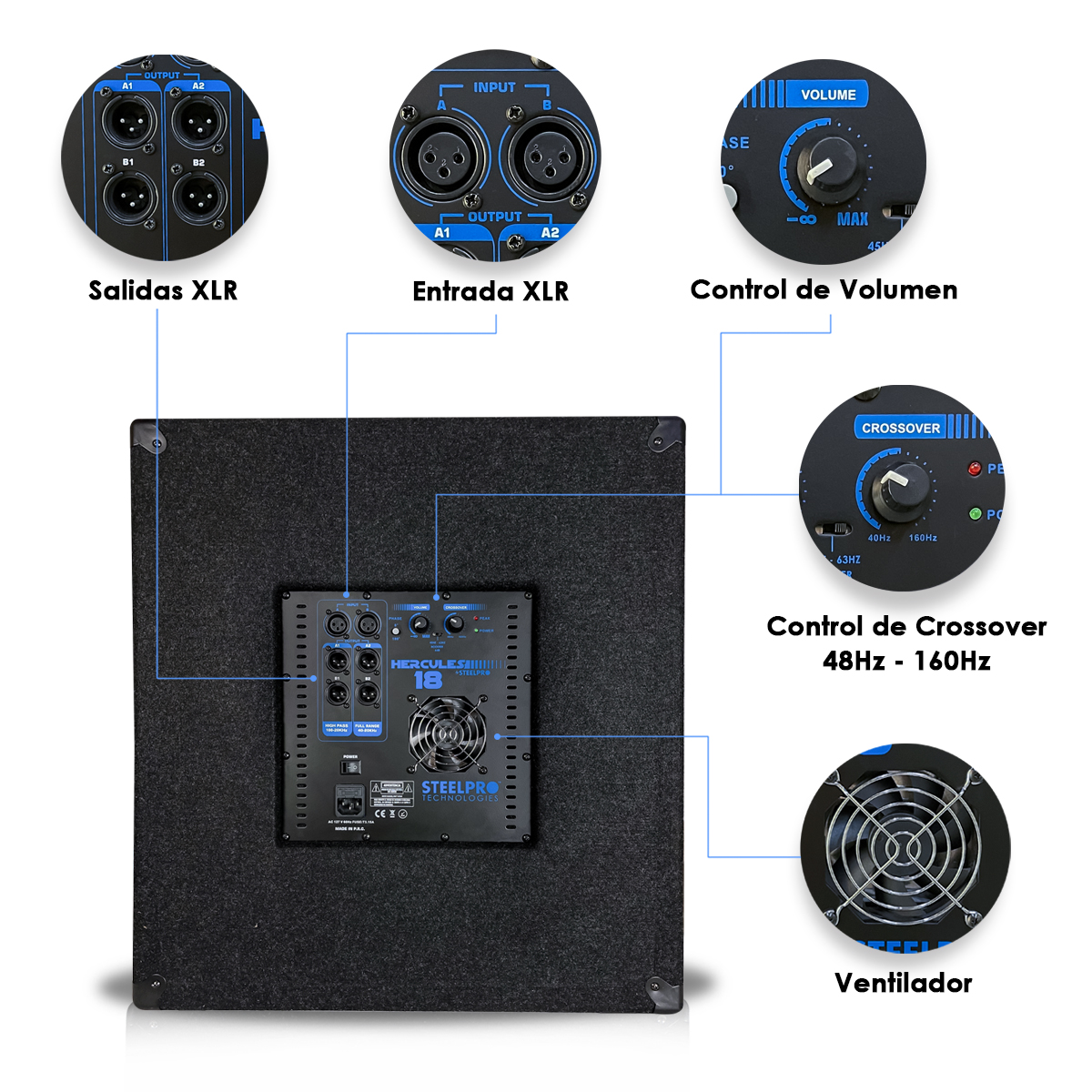 Subwoofer Profesional De Alta Potencia Hercules 18" By Steelpro.