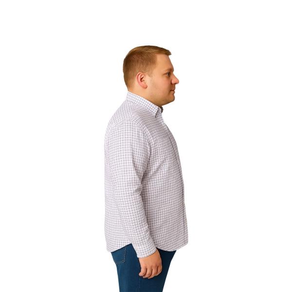 Camisa Big Kong Blanca Cuadros Azul Rojo Hombre Grande Talla 4XL