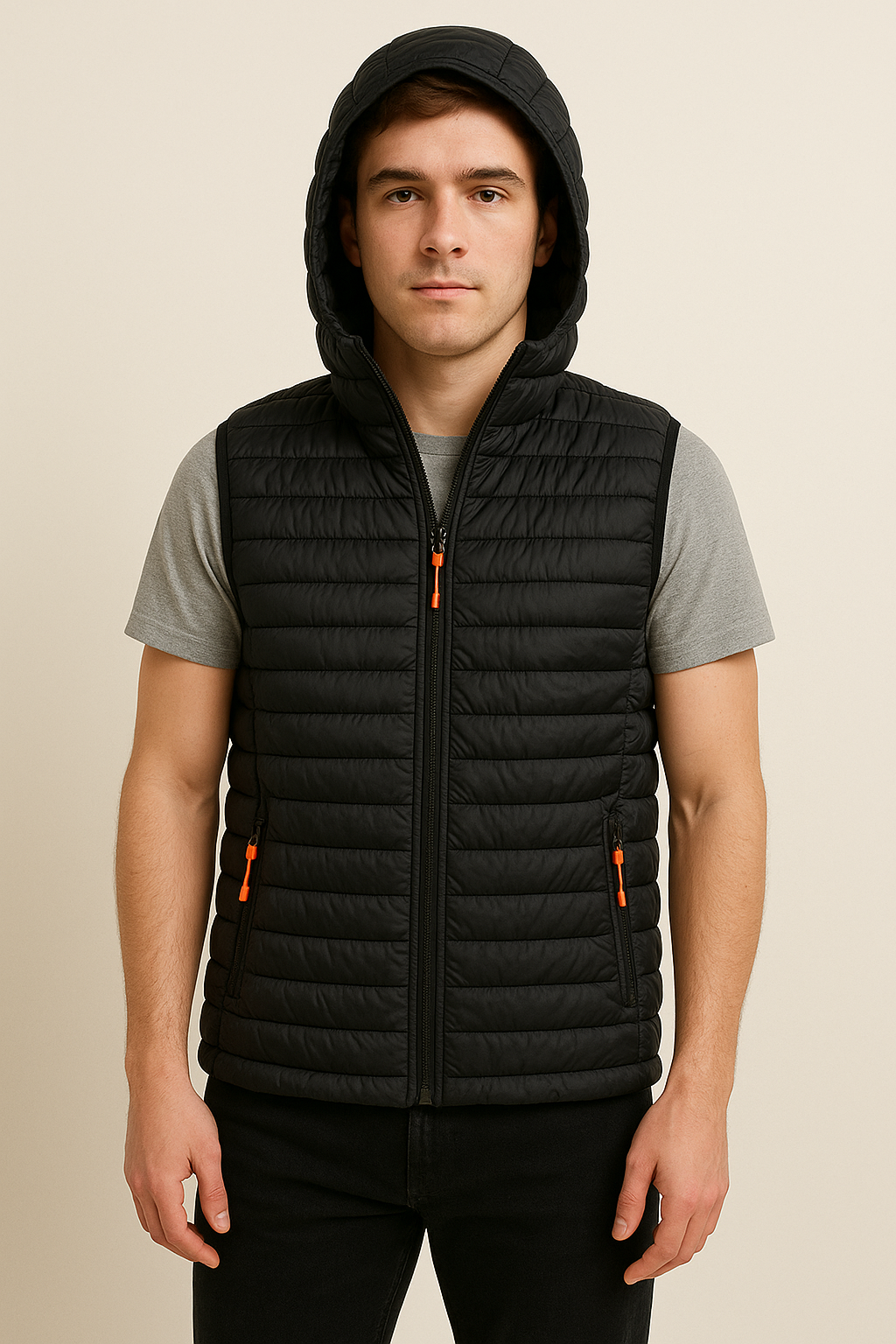 Chaleco Ligero Para Hombre Capucha Desmontable