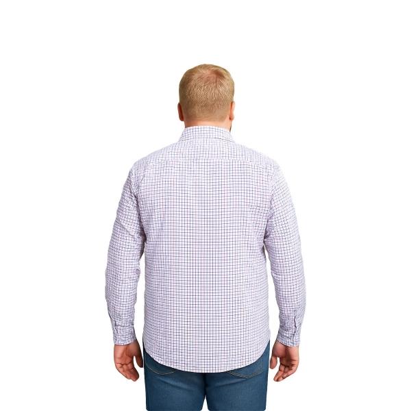 Camisa Big Kong Blanca Cuadros Azul Rojo Hombre Grande Talla 4XL