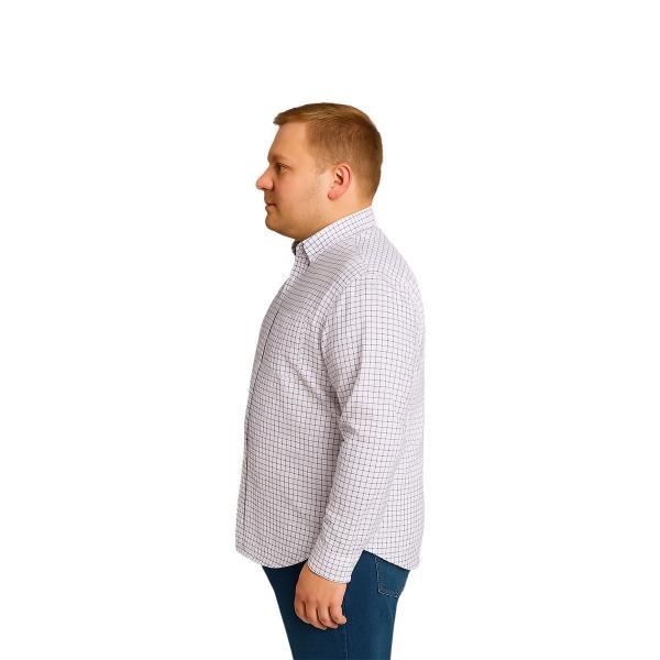 Camisa Big Kong Blanca Cuadros Azul Rojo Hombre Grande Talla 4XL