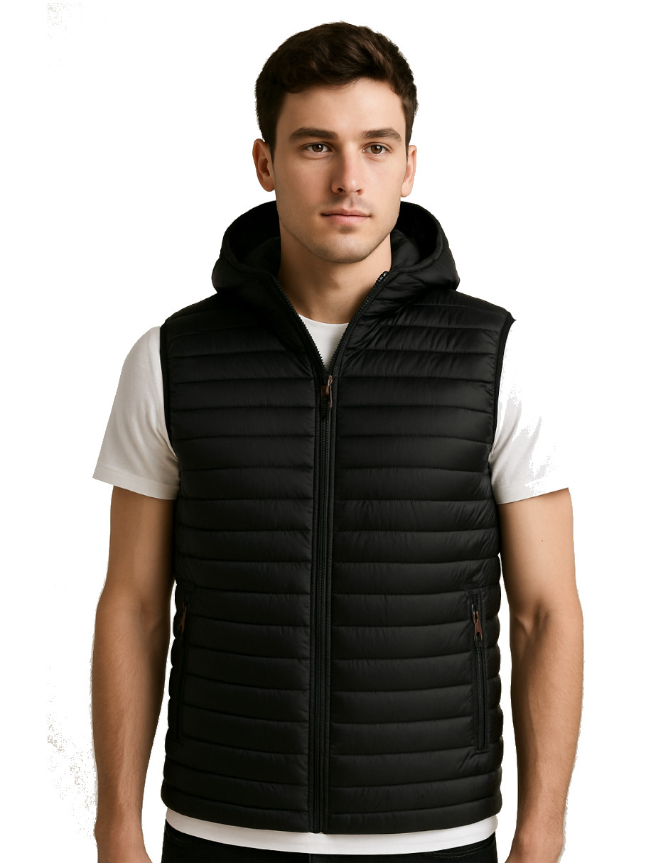 Chaleco Ligero Para Hombre Capucha Desmontable