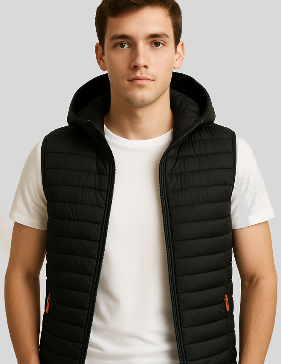 Chaleco Ligero Para Hombre Capucha Desmontable