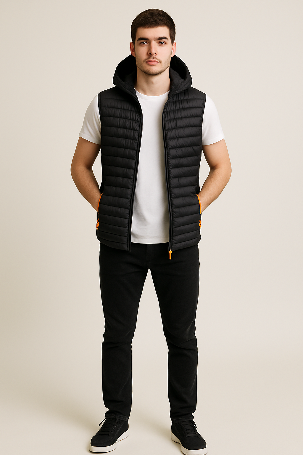 Chaleco Ligero Para Hombre Capucha Desmontable