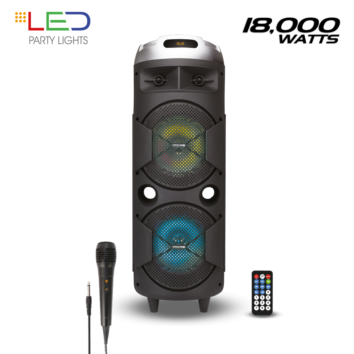 Bocina Portable Cuadrafonica Sonido 360 Grados Con 4 Woofers 8 , Microfono Incluido -Bazzoka - Steelpro