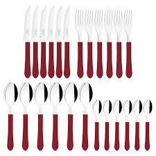JUEGO DE CUBIERTOS TRAMONTINA LEME 25 PZAS ROJO