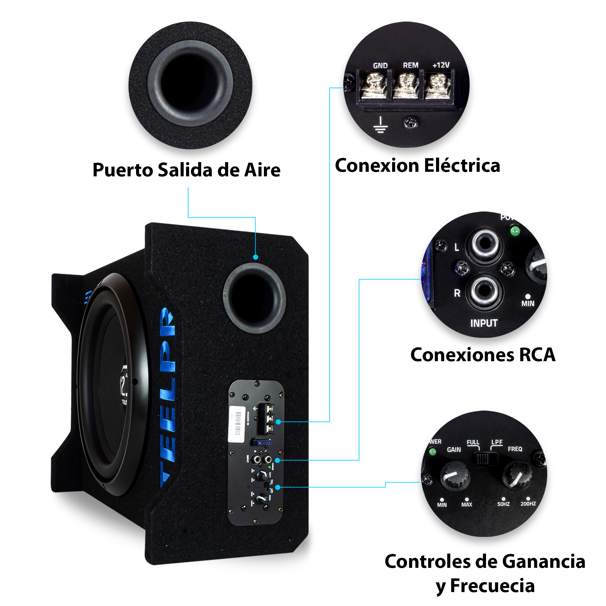 Subwoofer 12 Pulgadas Amplificado 1200w Spl Alta Presion - Steelpro.