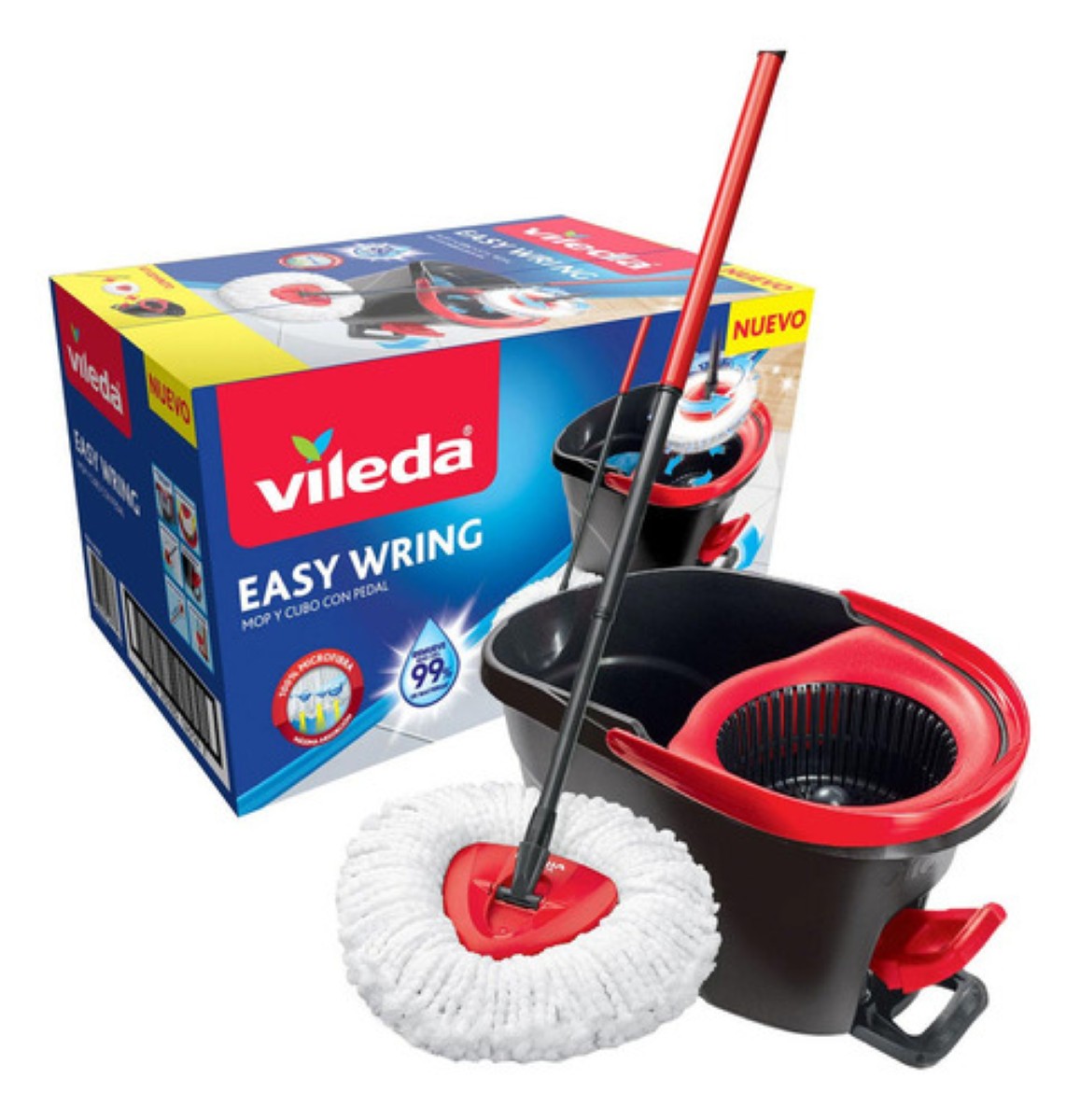 Trapeador Microfibra, Cubeta con Pedal  Easy Wring