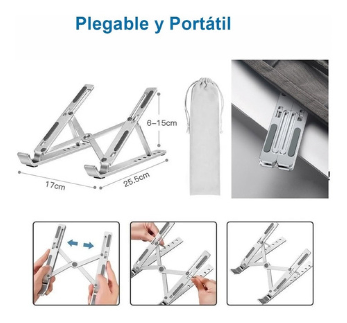 Base Soporte Laptop Aluminio ,portátil Plegable,y Ajustable