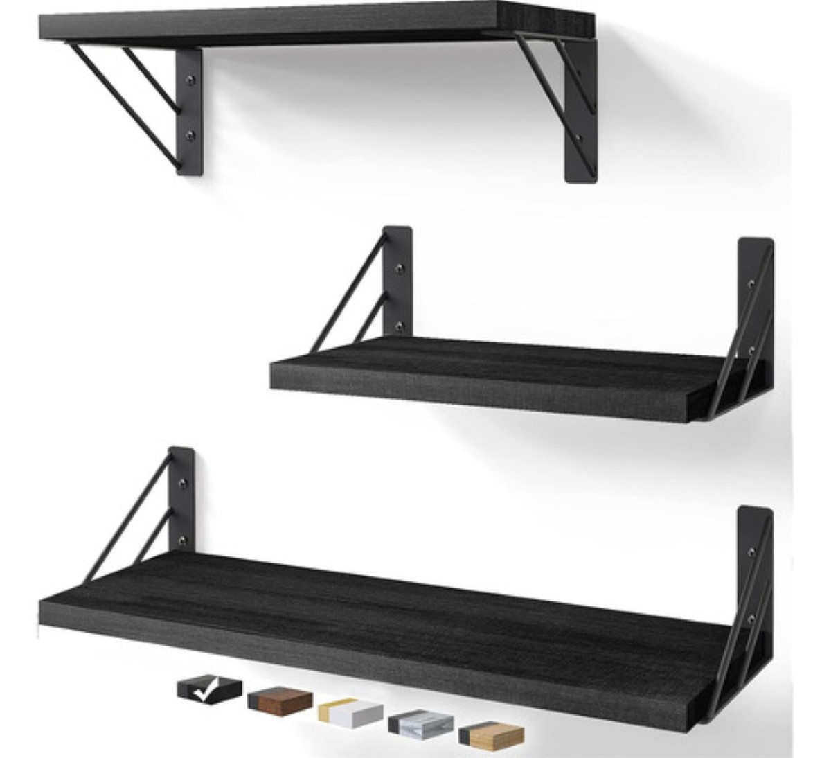 "3 Repisas Flotantes Madera Minimalista Muebles Hogar Decorar negro "