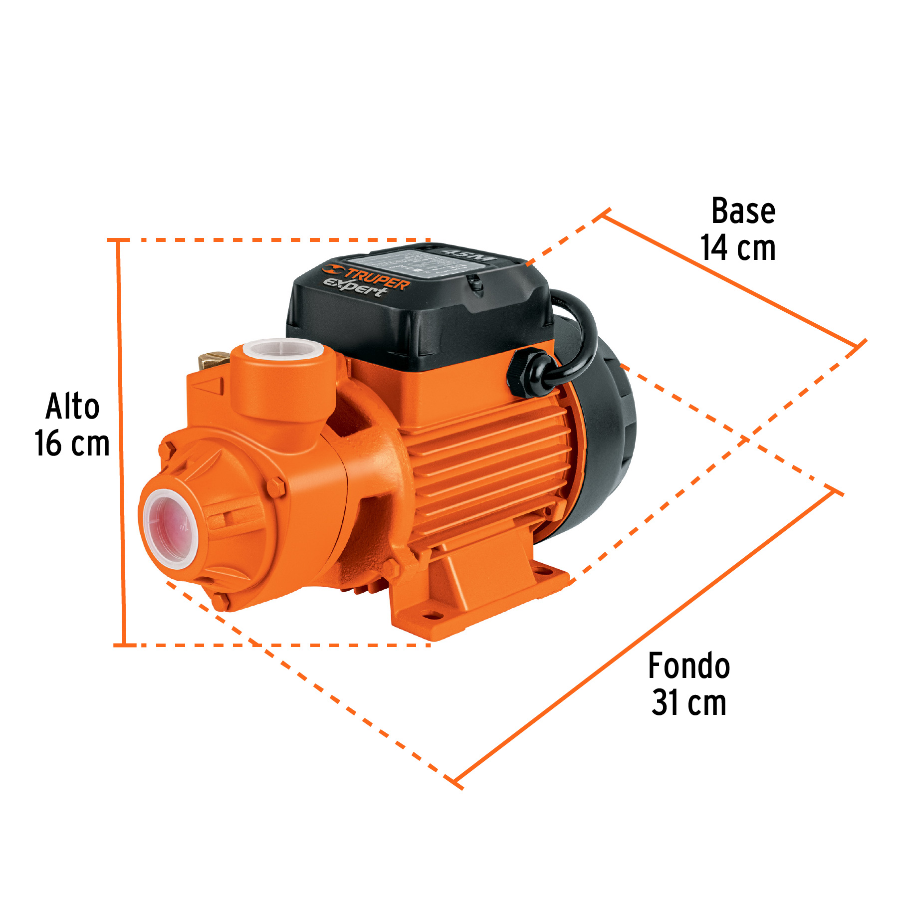 Bomba para Agua Eléctrica Periférica 1 Hp Truper  Naranja max. Altura 70 m uso Agricola Casa BOAP-1 