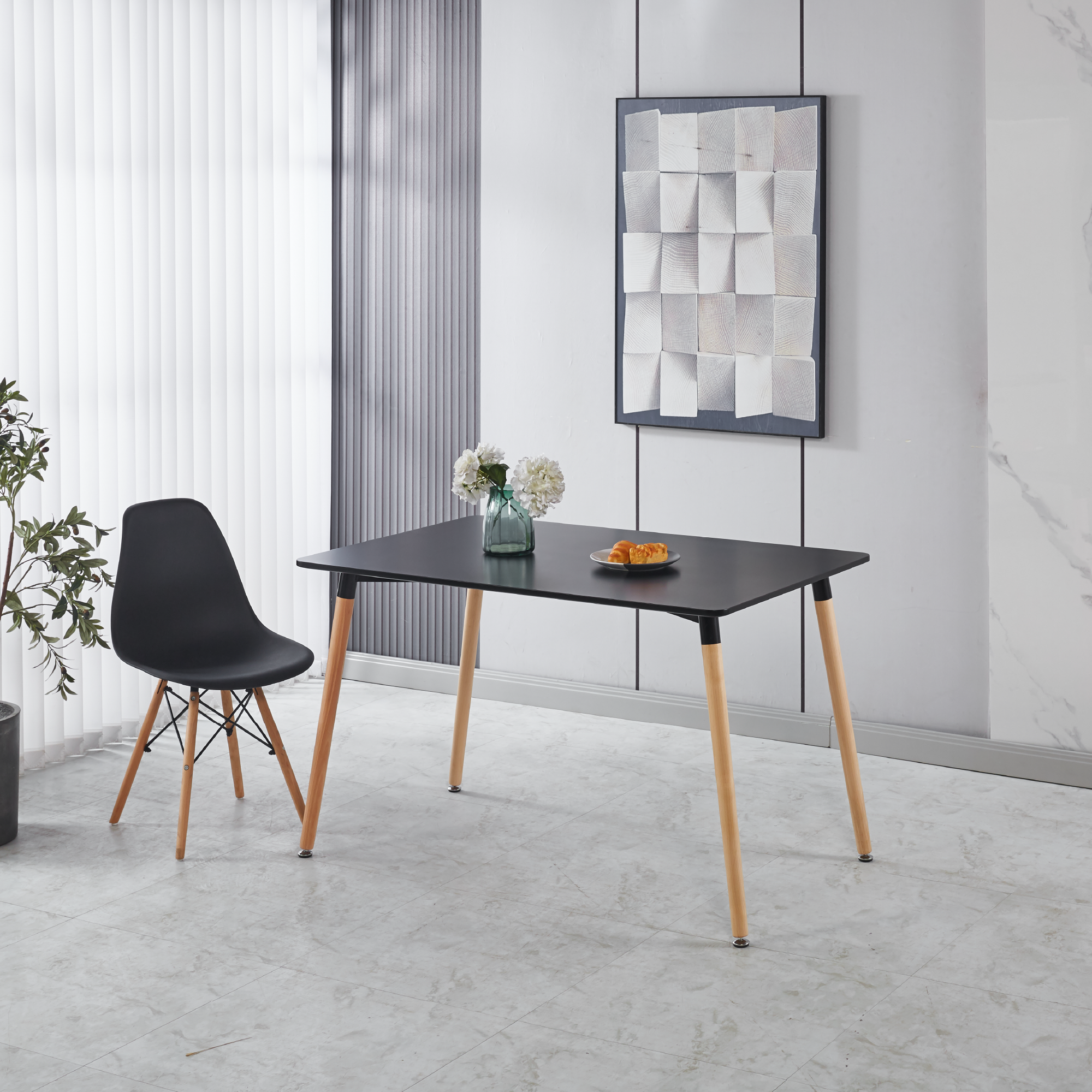 Mesa de Comedor Minimalista Estilo Nórdico Moderna Black