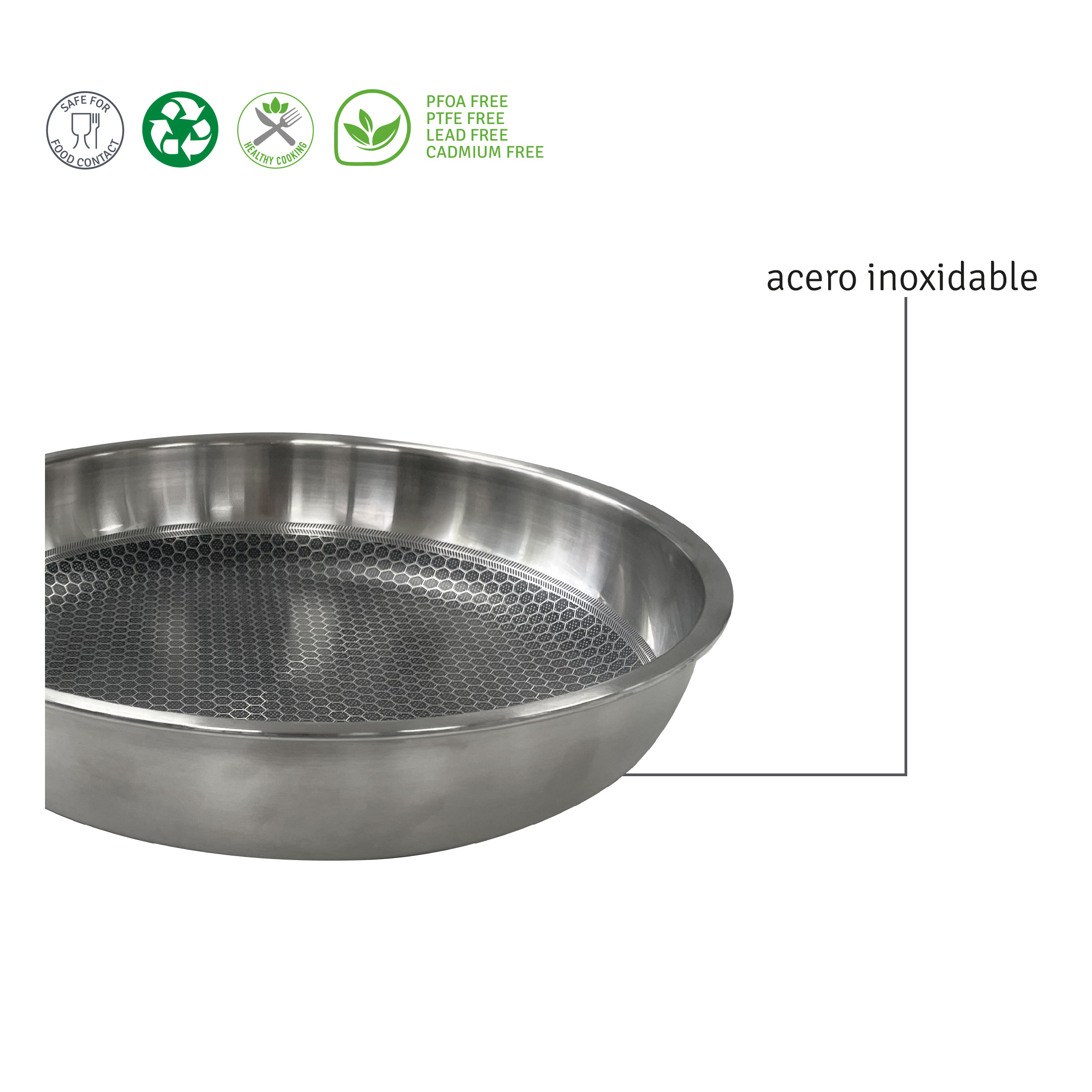 Sartén 26cm Acero Inoxidable Profesional