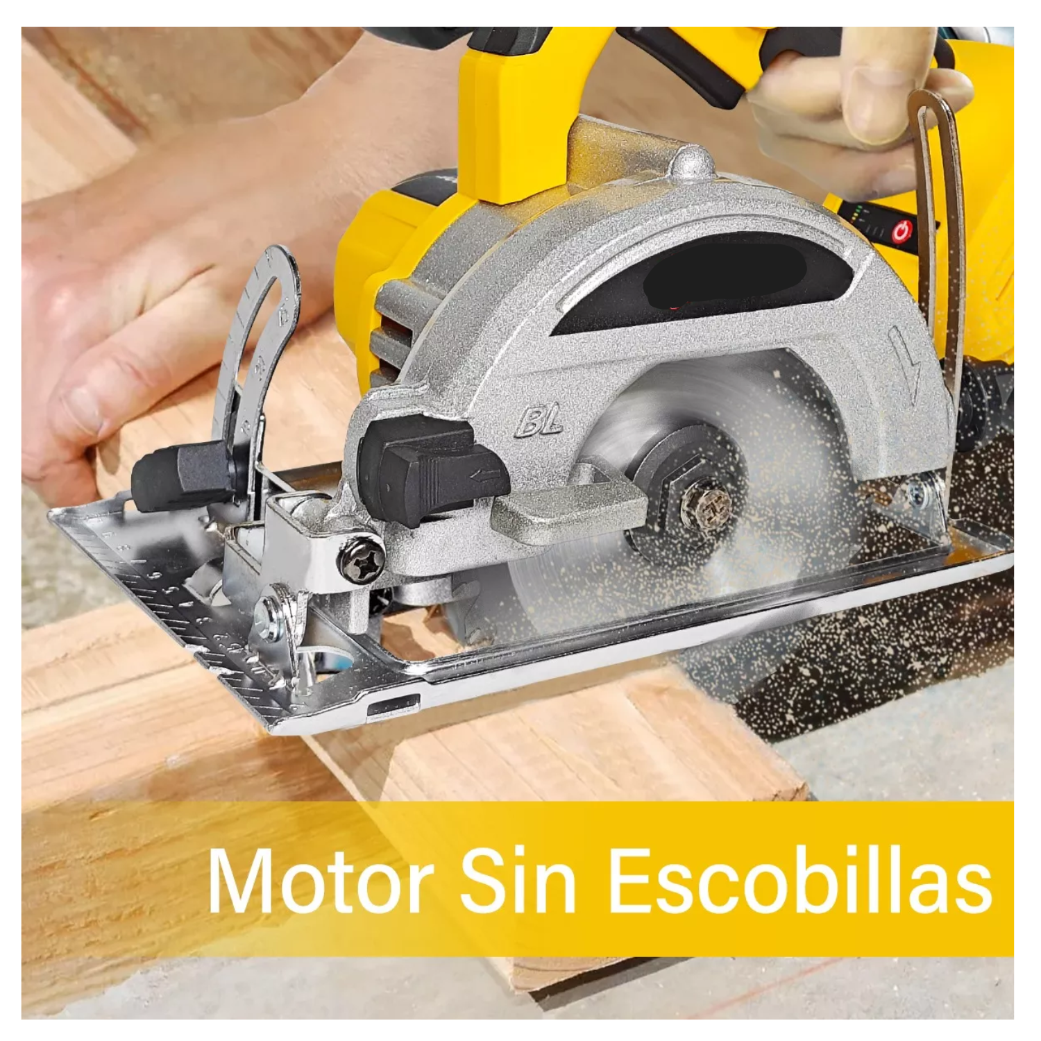 Sierra Circular Eléctrica Inalámbrica Para Madera Marmol Color Amarillo