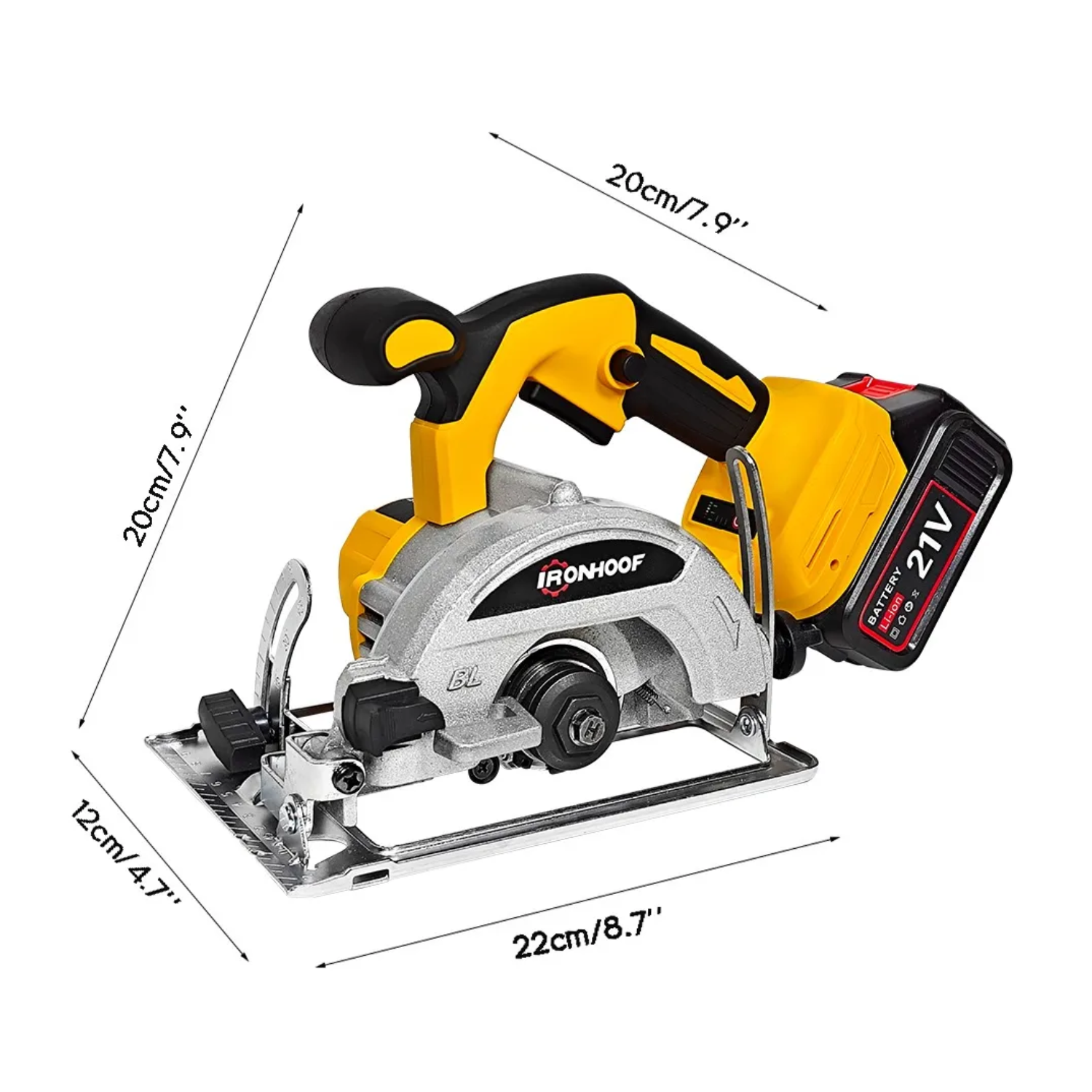 Sierra Circular Eléctrica Inalámbrica Para Madera Marmol Color Amarillo