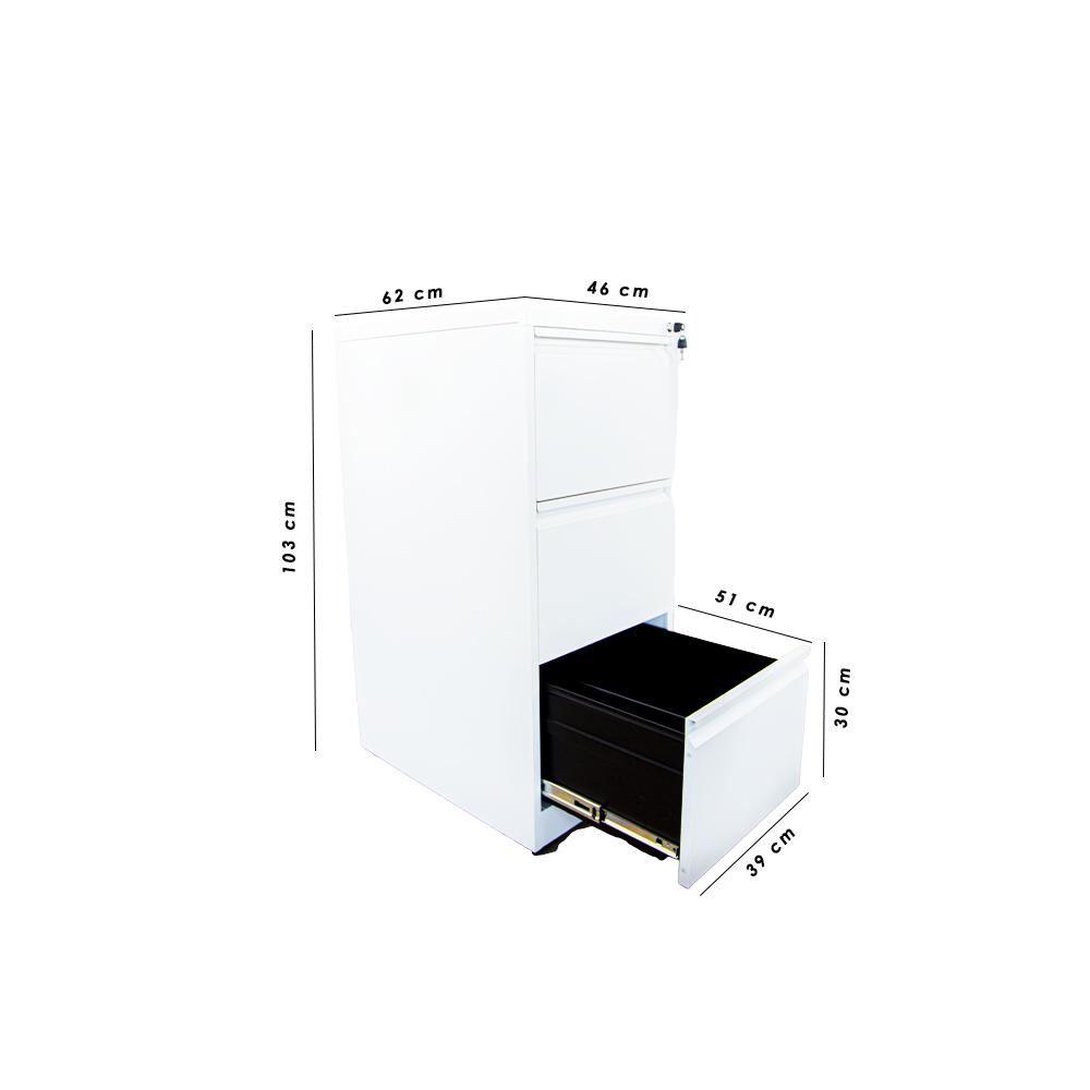 Ilios Innova | Archivador Metálico 3 Cajones con Cerradura  de Alta Capacidad y Recubrimiento Anticorrosión