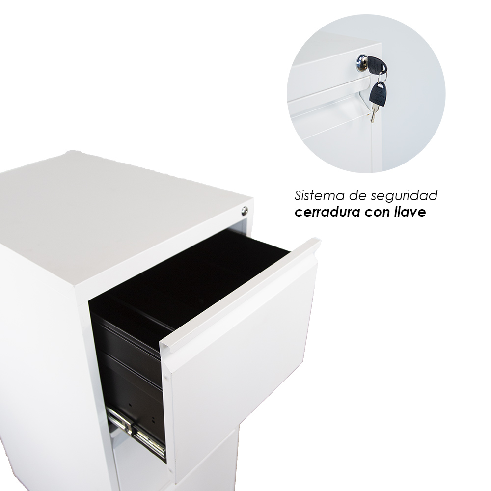 Ilios Innova | Archivador Metálico 3 Cajones con Cerradura  de Alta Capacidad y Recubrimiento Anticorrosión