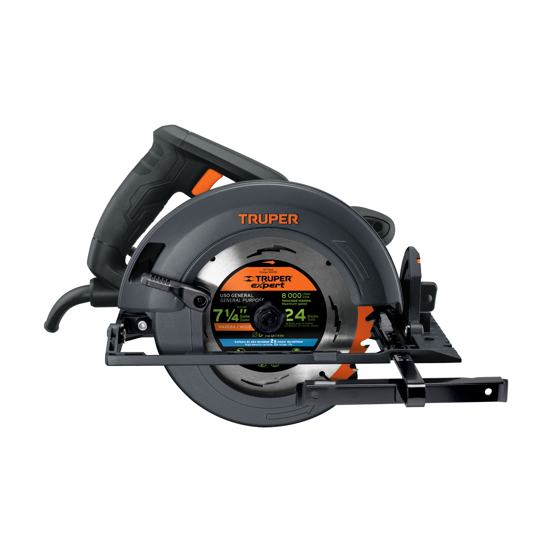 Sierra Circular para Cortar Madera Truper Industrial de uso rudo y Continuo Calidad Premium de 7 1/4 de 1800W SICI-71/4N4