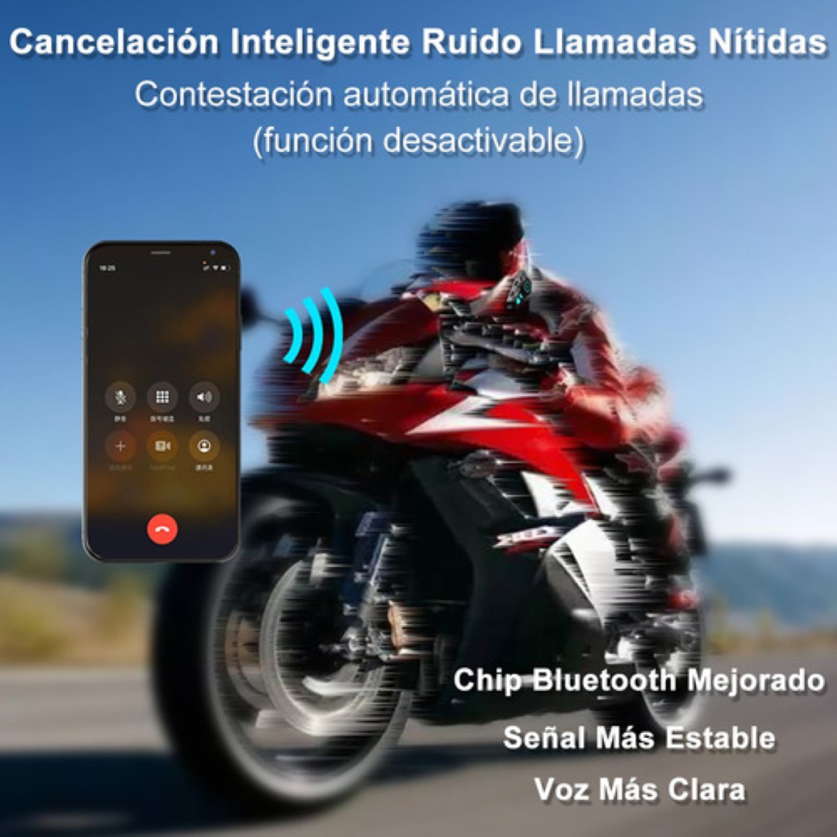 "Audífonos Bluetooth 5.0 Para Casco Moto Impermeables Ip65 negro azul "