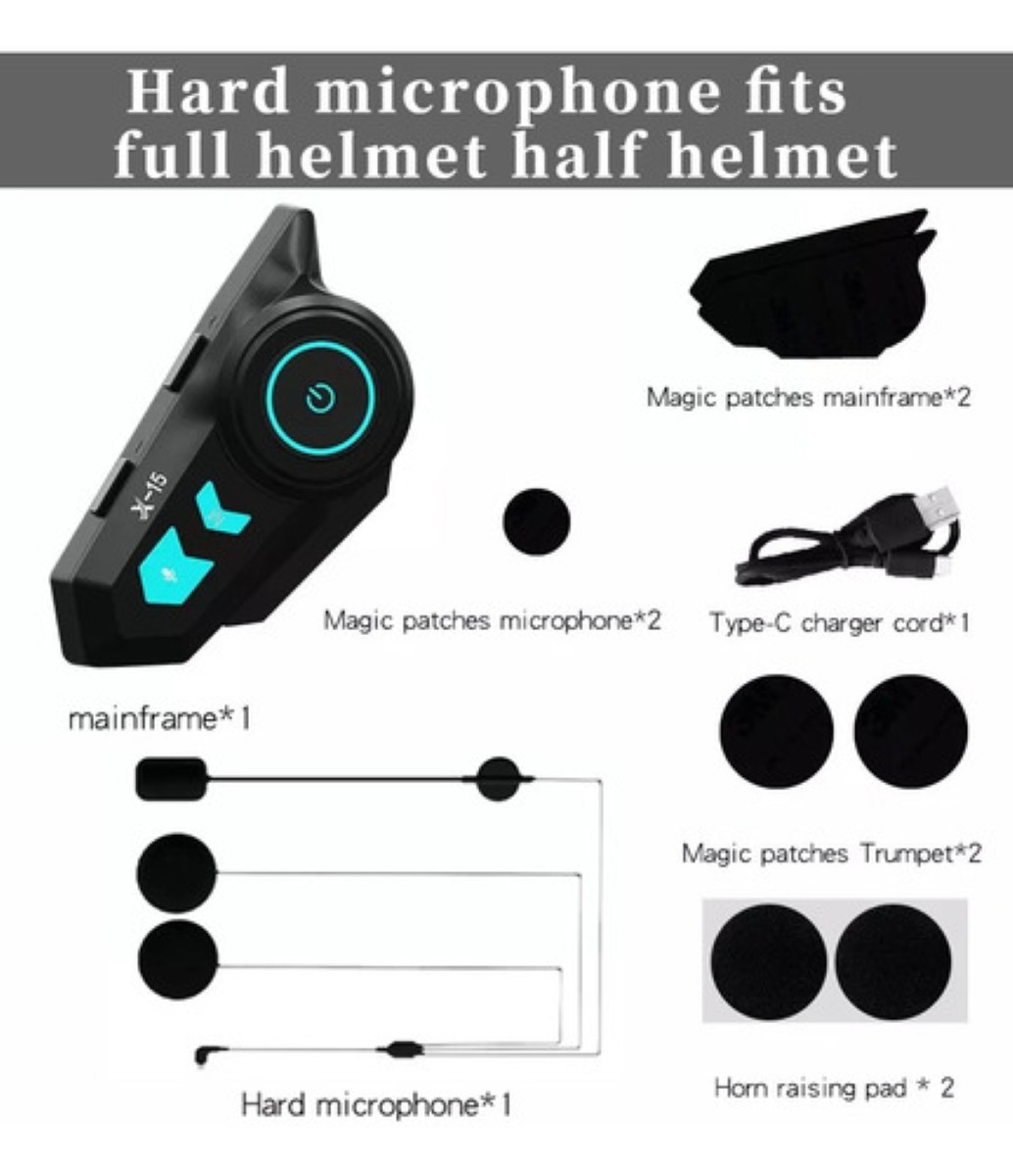 "Audífonos Bluetooth 5.0 Para Casco Moto Impermeables Ip65 negro azul "