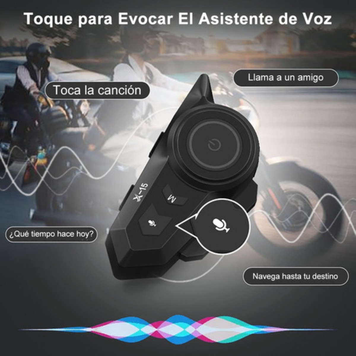 "Audífonos Bluetooth 5.0 Para Casco Moto Impermeables Ip65 negro azul "