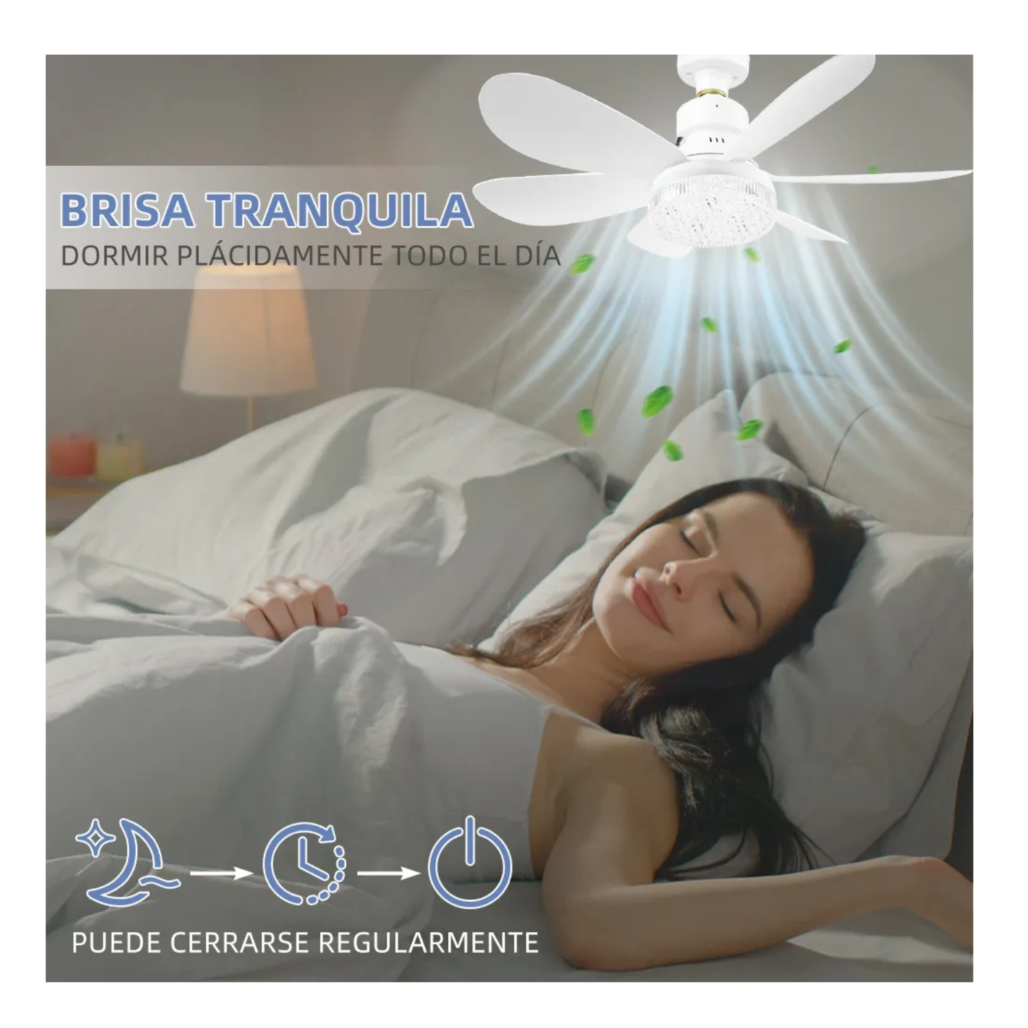 Lampara Ventilador Techo 6 aspas Control Remoto 3 velocidades