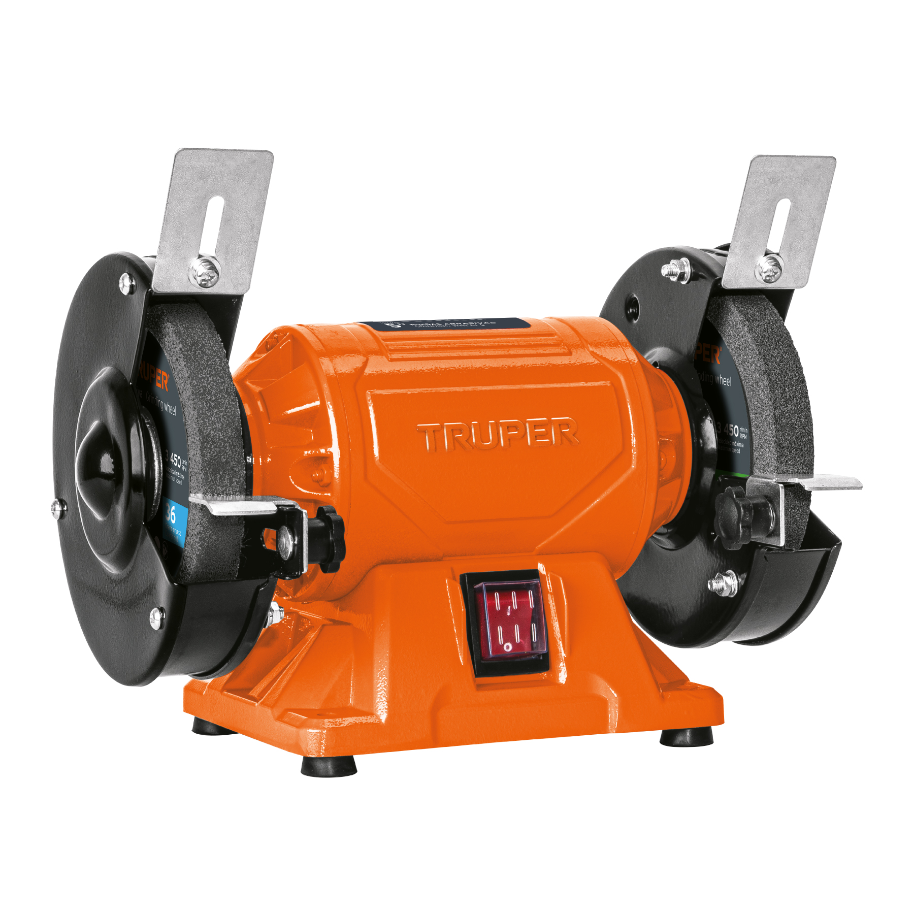 Esmeril de Banco Truper de 1/4 Hp 185W EBA-5 para afilar Pulir Limpiar Rebajar 2 ruedas Abrasivas motor con Bobinas de Cobre