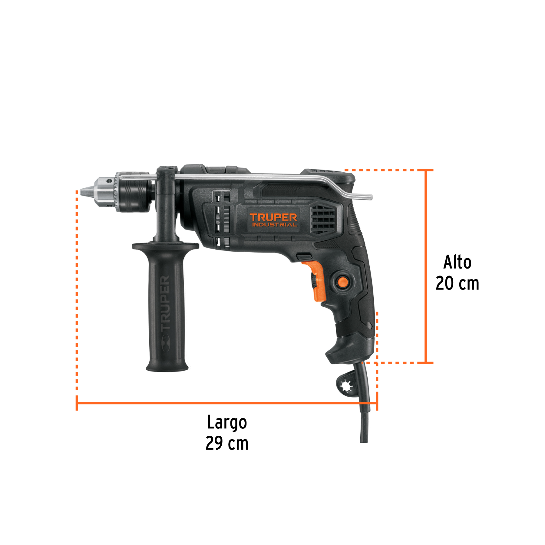 Rotomartillo Taladro Industrial de 1/2 uso Rudo y Continuo de 700W Truper ROTO1/2N6 Perforación Concreto Metal Plástico Madera Desatornillador