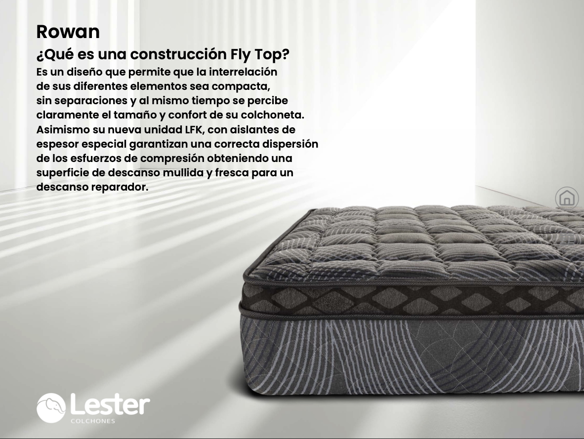Colchón Individual Lester Rowan - Línea Smart Tecnología Híbrida Con Resortes Lfk, Tela De Punto, Acolchado Lesterpad
