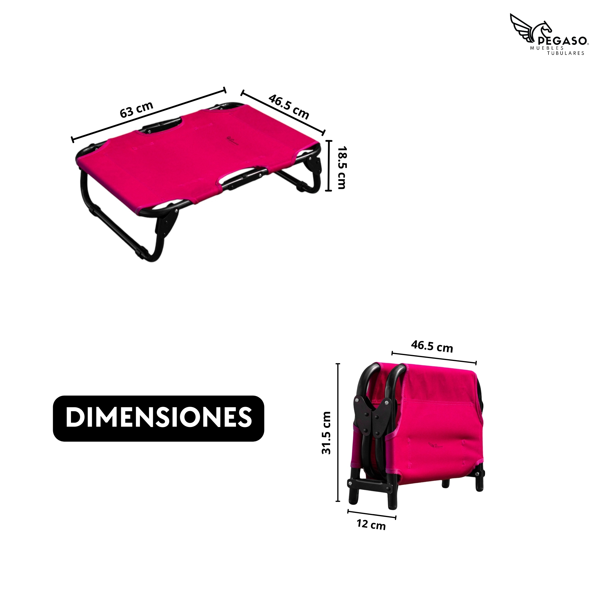 PEGASO Cama Elevada para Perro tamaño Chico, 63x46x18.5 cm (Mod KM-CH)