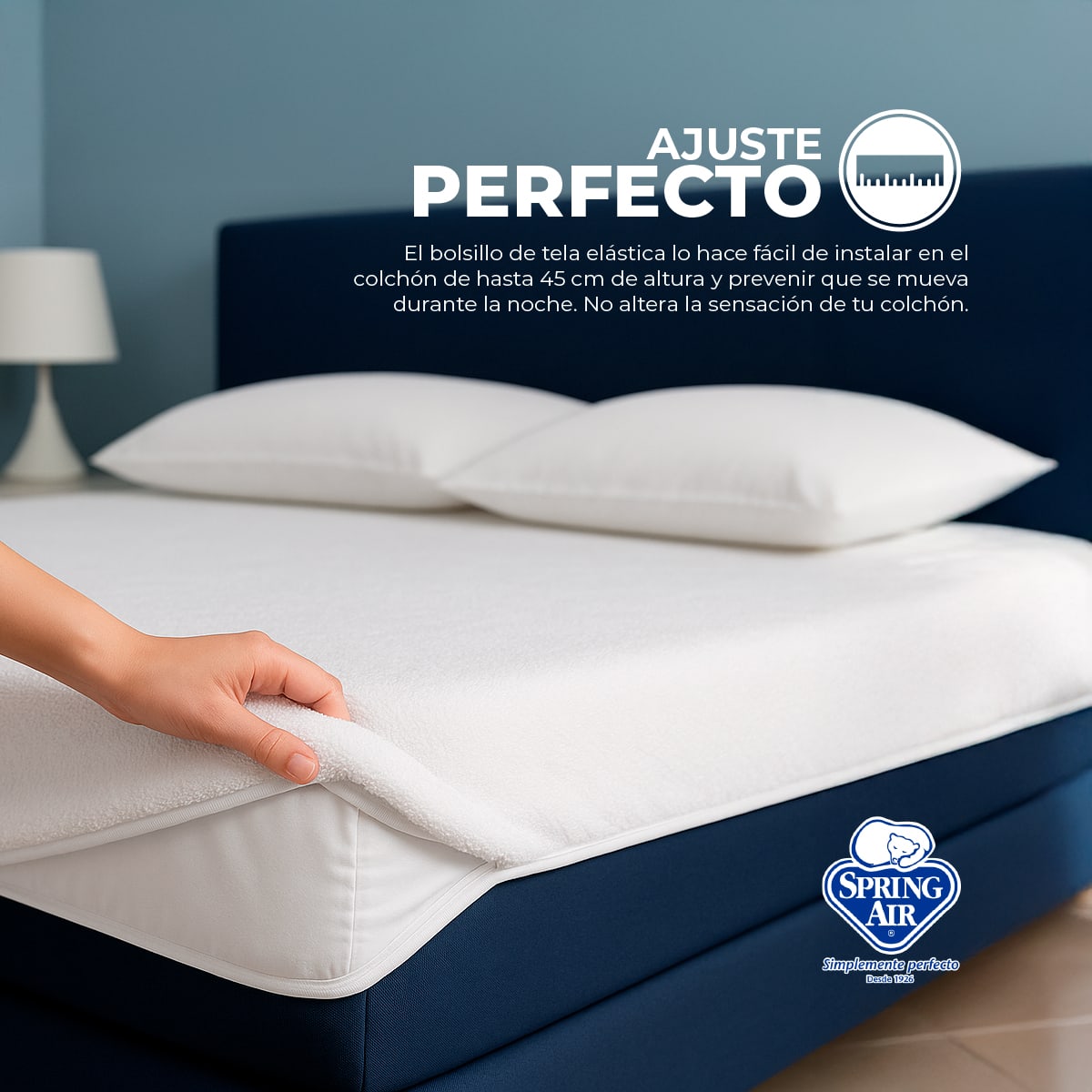 Cubre Colchon King Size Towel-Tech, Tecnología Skin System. Impermeable, Anti ácaros, Hipoalergénico y Transpirable
