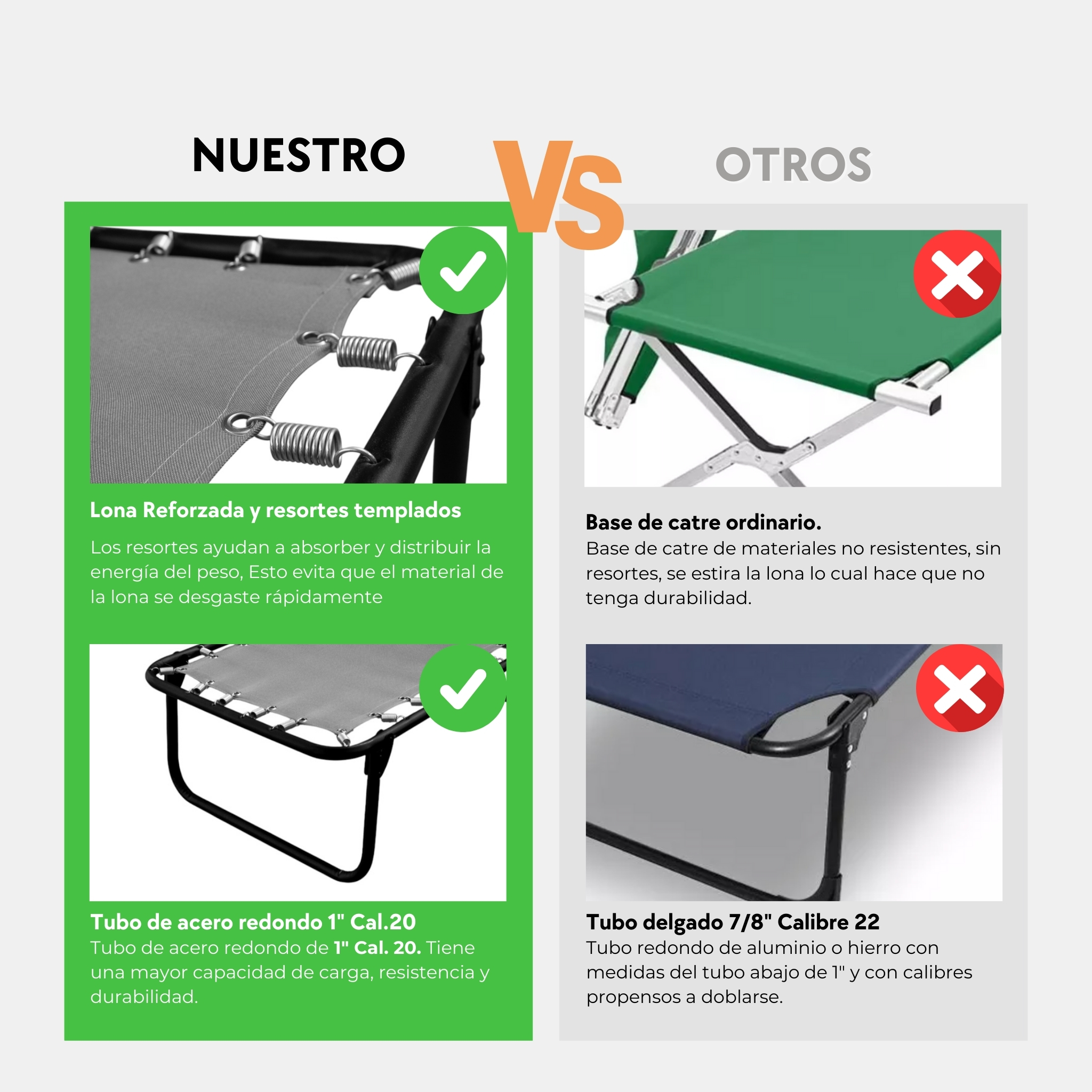 Catre Clásico de Lona de Poliéster Plastificada Ojillada MOD: KSL-GRIS.