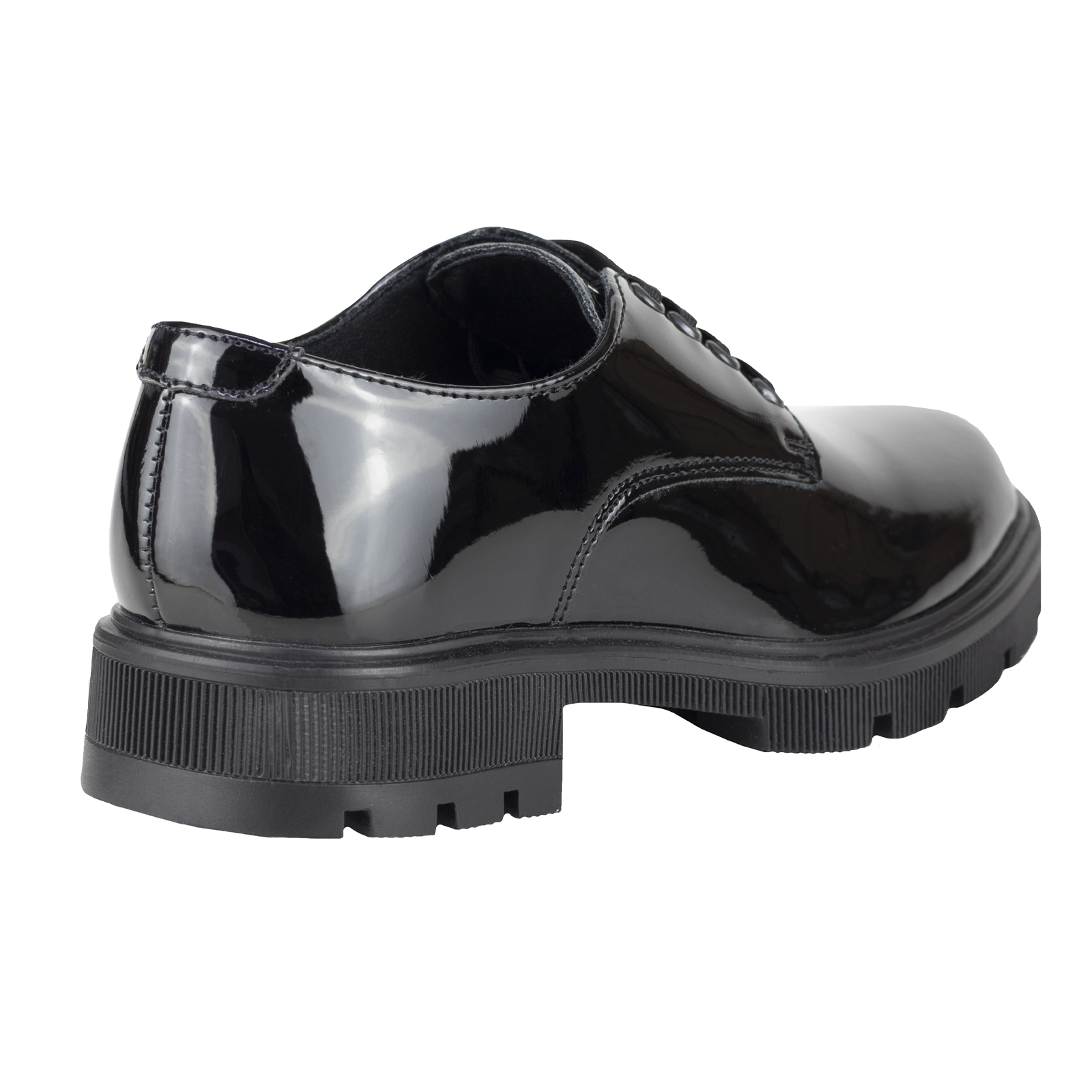 Zapato Chunky Escolar Niña De Charol Green Love 94070 Negro Suela Gruesa Agujeta