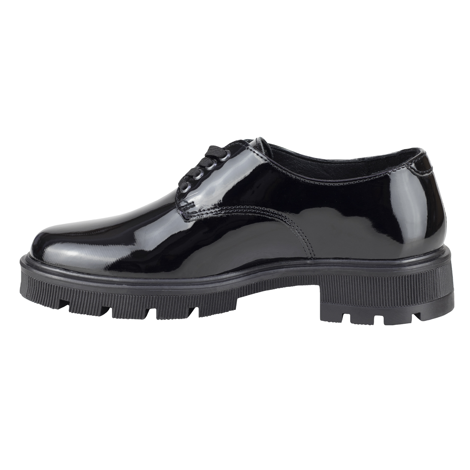 Zapato Chunky Escolar Niña De Charol Green Love 94070 Negro Suela Gruesa Agujeta