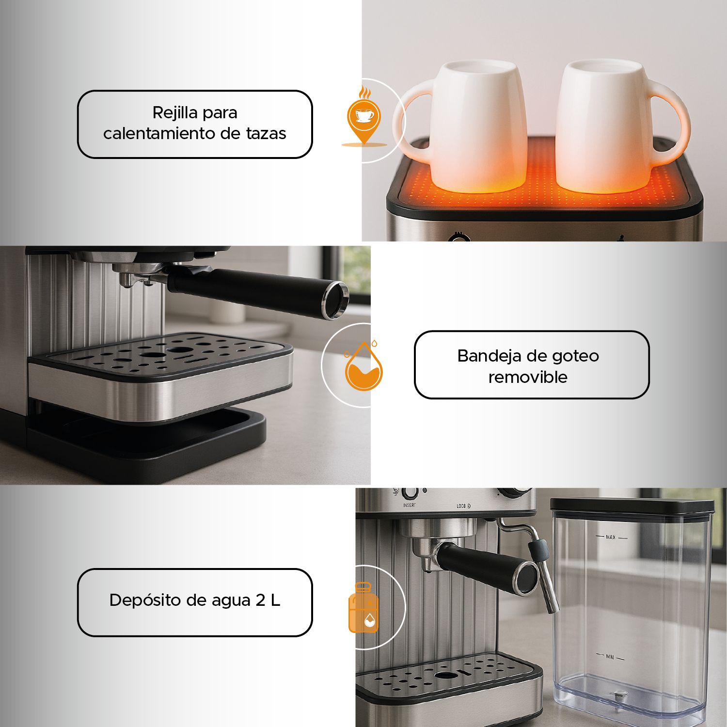 Cafetera Espresso Capuccino OLA CASA 15 bares