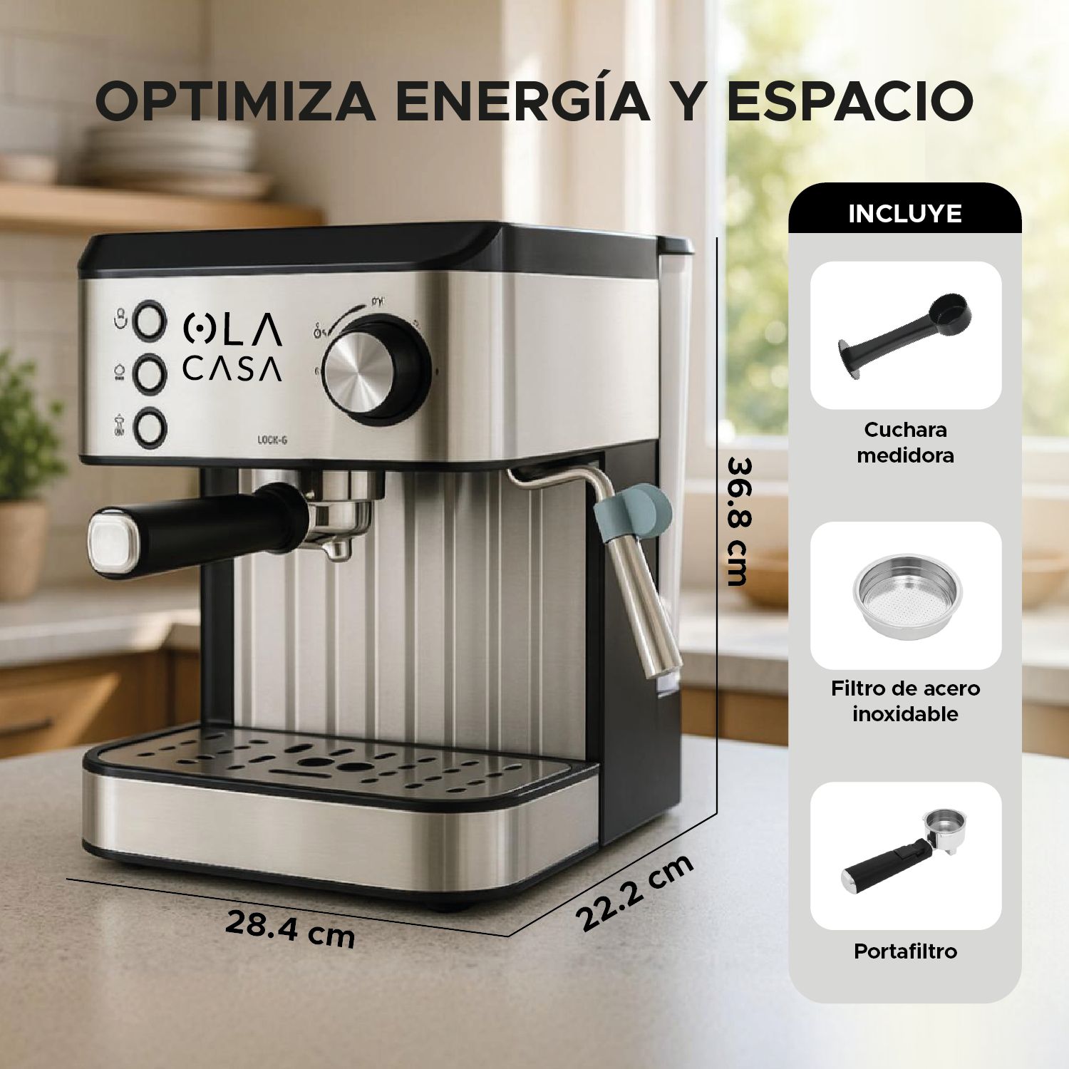 Cafetera Espresso Capuccino OLA CASA 15 bares