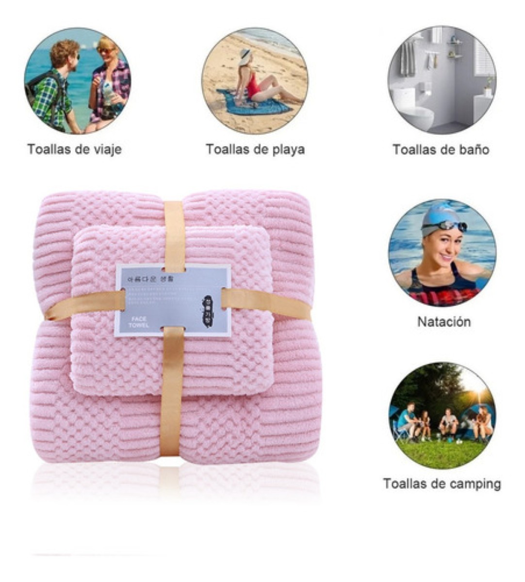 "4 Pcs Juego Toalla Baño,lana Coral Suave De Alta Densidad Cielo Azul y Rosa "