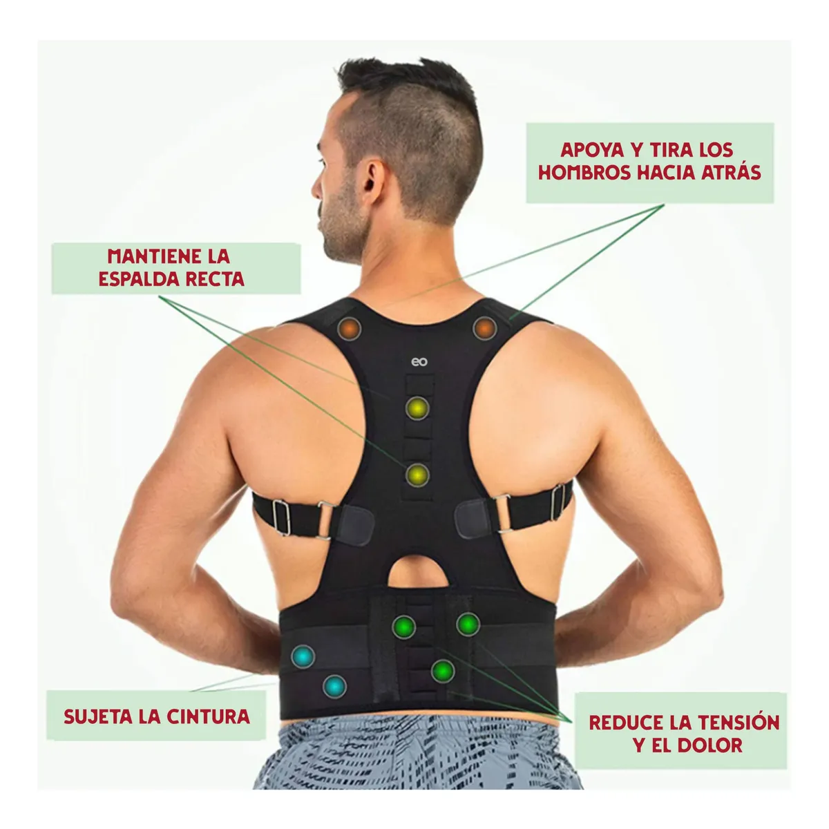 Chaleco Corrector Postura Con 10 Imanes Para Hombre Y Mujer Talla:XL Negro