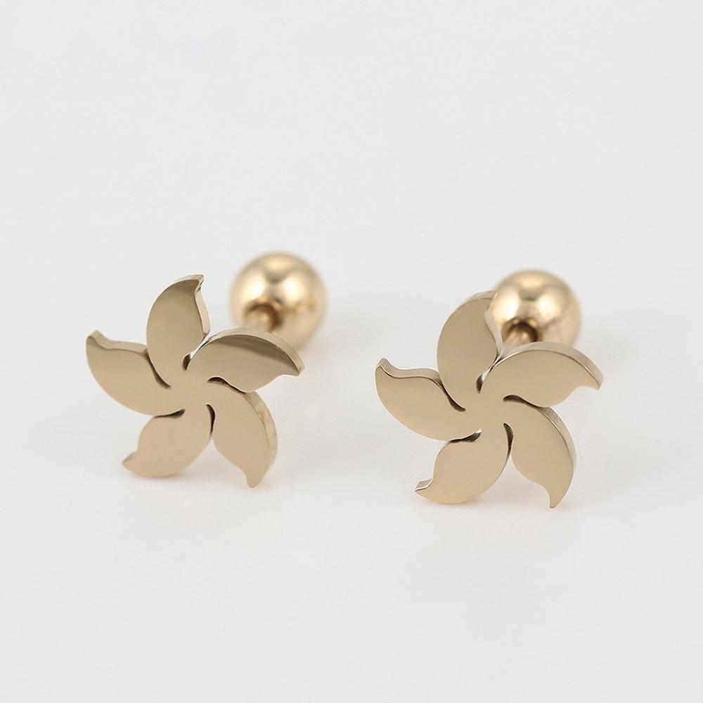 CRISTAL AMOR - Aretes Broqueles Sol Lisos Niña Oro 14k Laminado Bolita