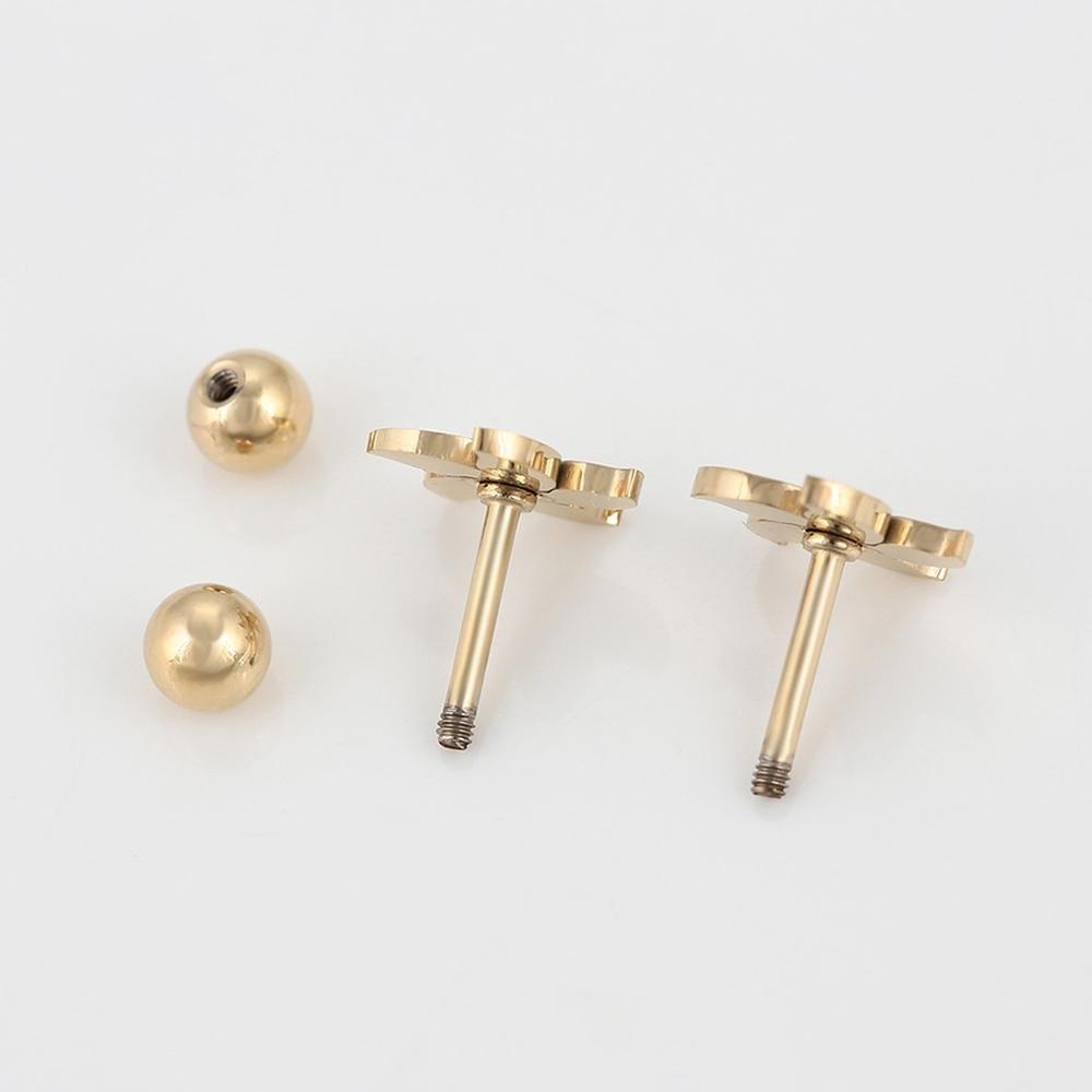 CRISTAL AMOR - Aretes Broqueles Sol Lisos Niña Oro 14k Laminado Bolita