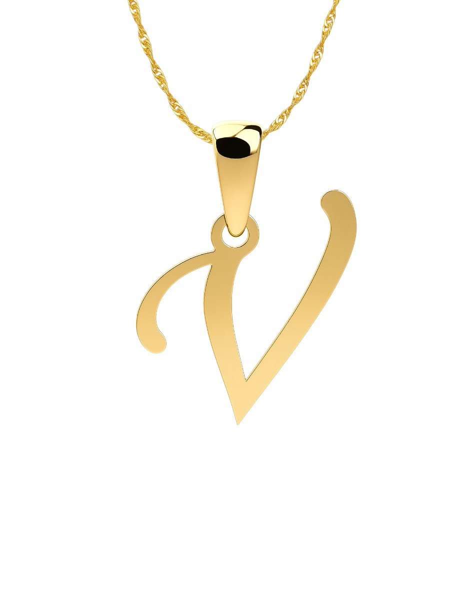 Dije Inicial Letra V Oro 14 K + Obsequio