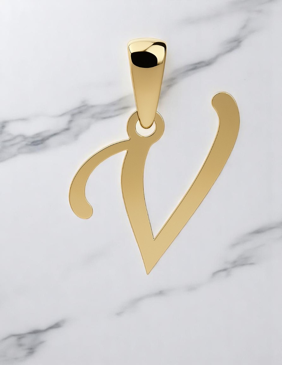 Dije Inicial Letra V Oro 14 K + Obsequio
