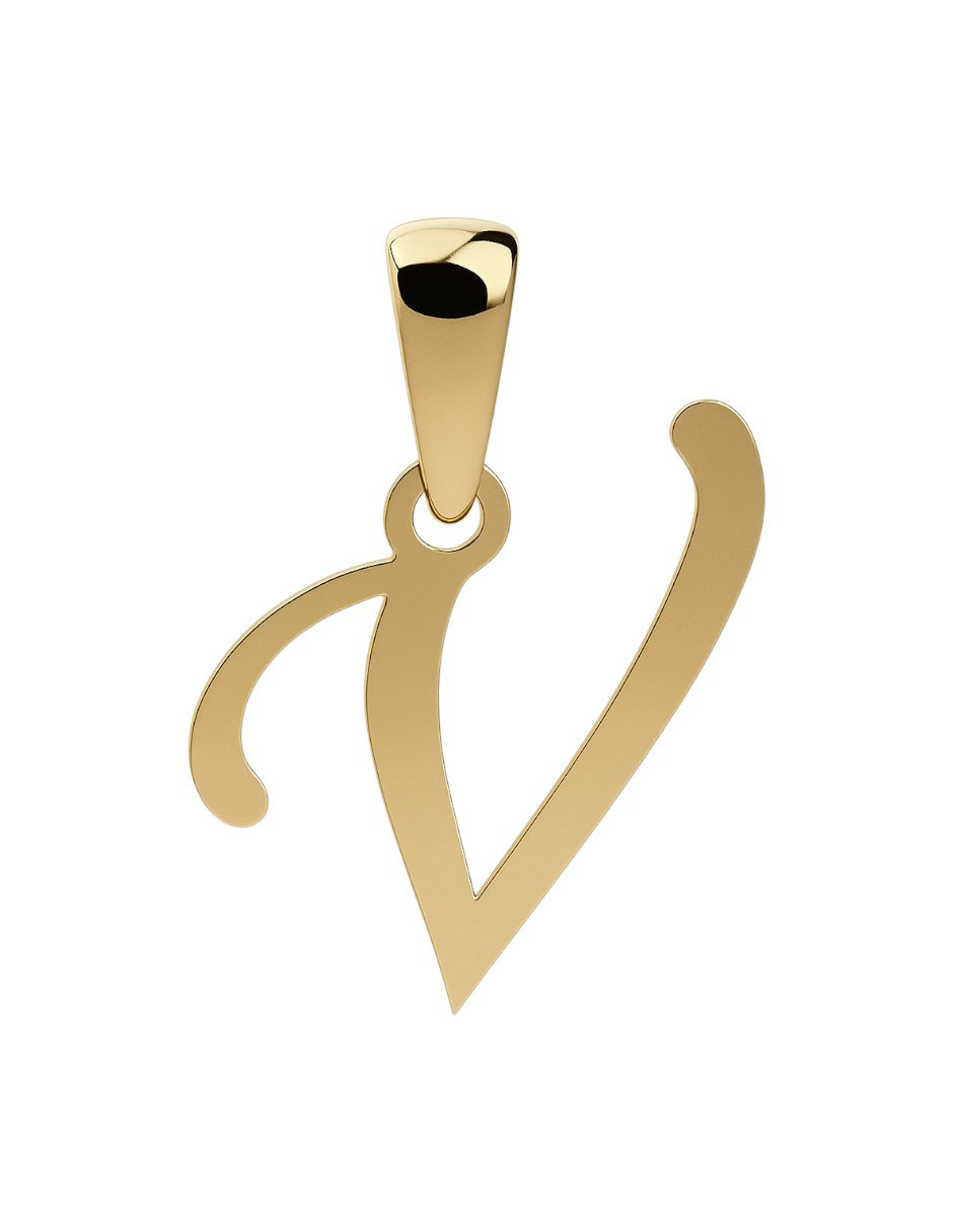 Dije Inicial Letra V Oro 14 K + Obsequio