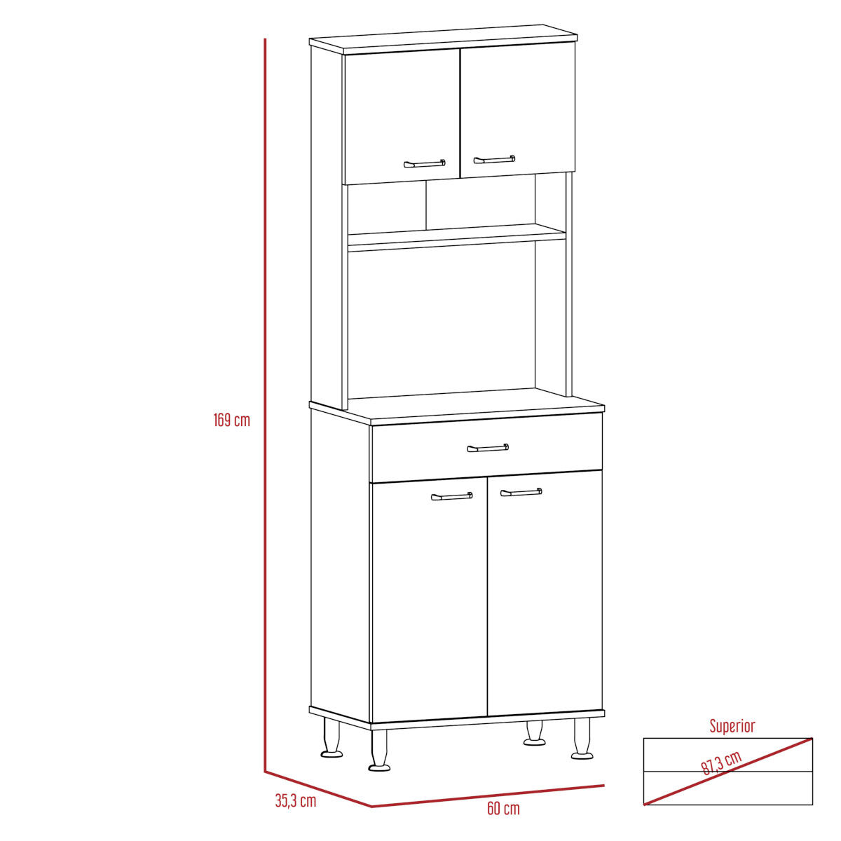 Modulo armable para cocina con espacio para horno de microondas modelo Kitchen