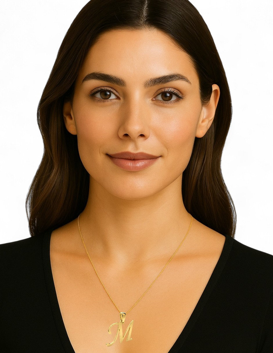 Dije Inicial Letra M Oro 14 K + Obsequio