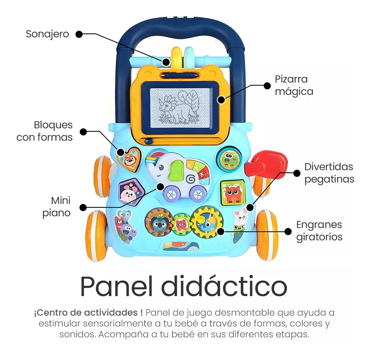 Andadera Para Bebes 3 En 1 Musical Juguete Didáctico Tablero