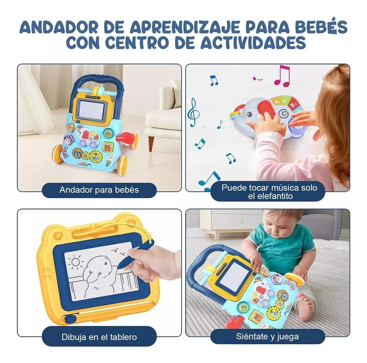 Andadera Para Bebes 3 En 1 Musical Juguete Didáctico Tablero