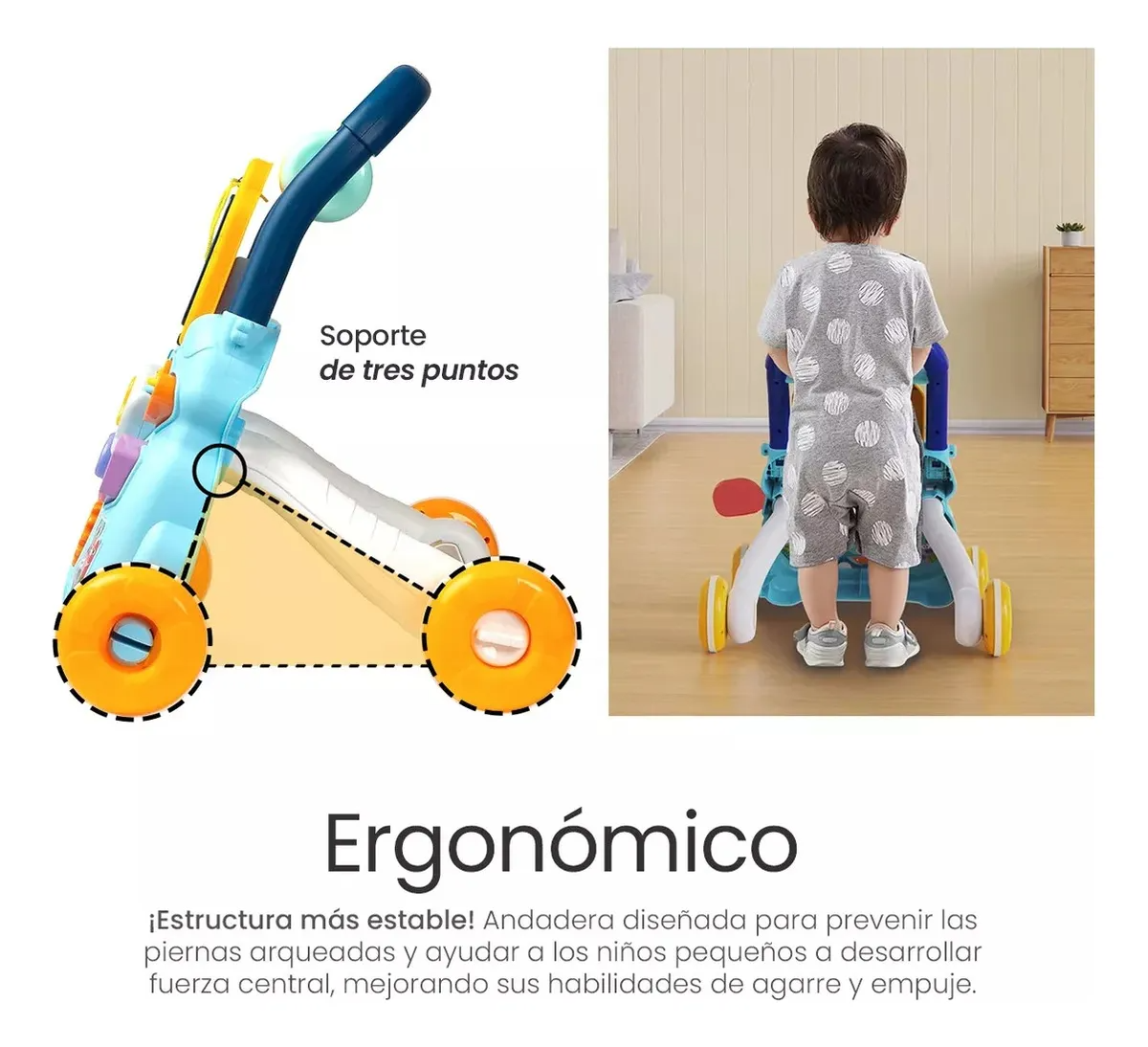 Andadera Para Bebes 3 En 1 Musical Juguete Didáctico Tablero