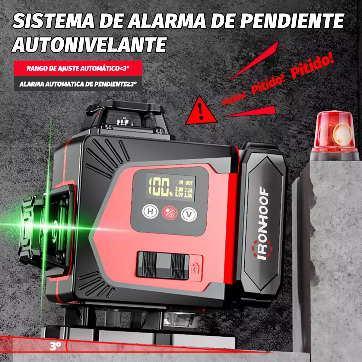 Nivel Láser Autonivelante 360 grados 16 Líneas Verde Con Trípode