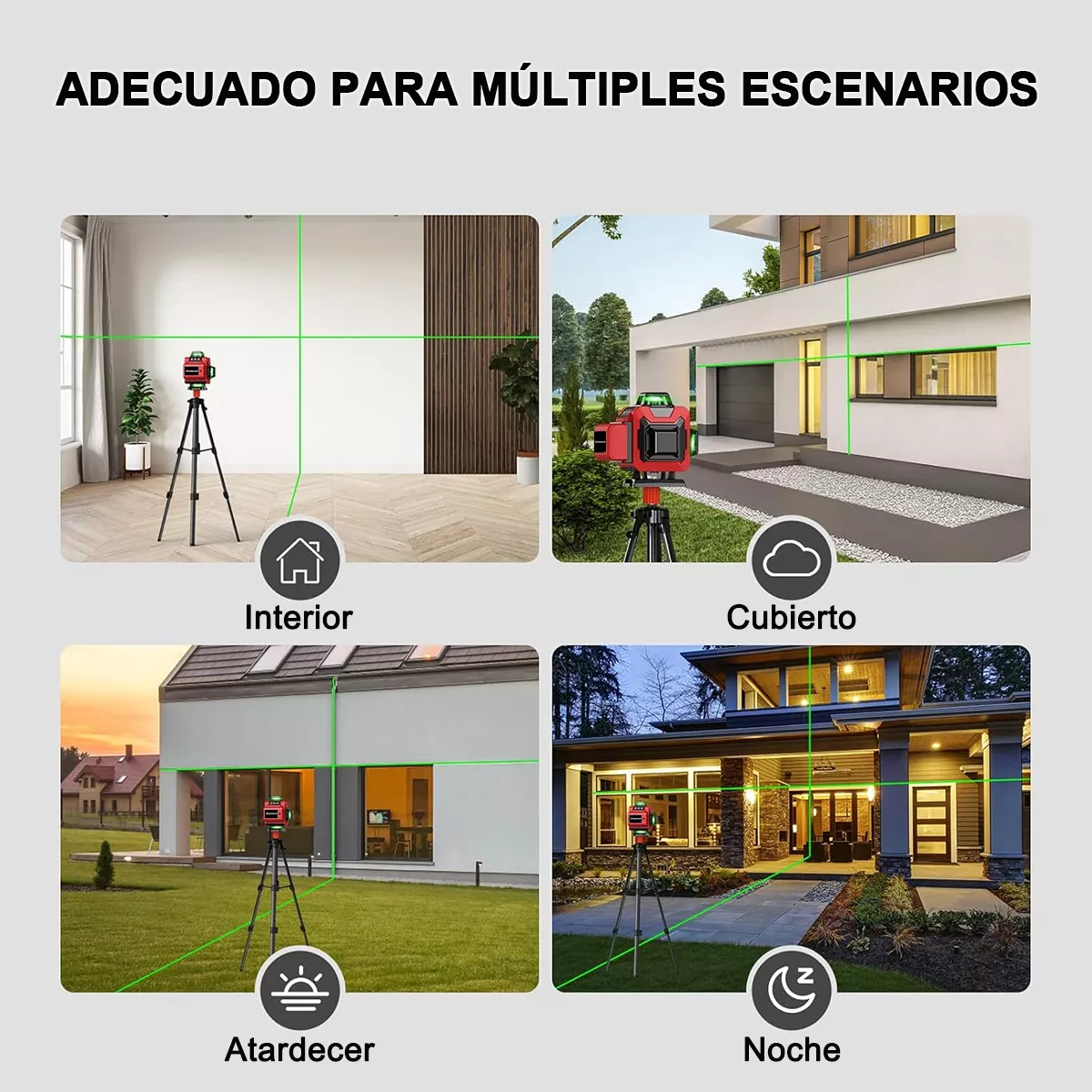 Nivel Láser Autonivelante 360 grados 16 Líneas Verde Con Trípode